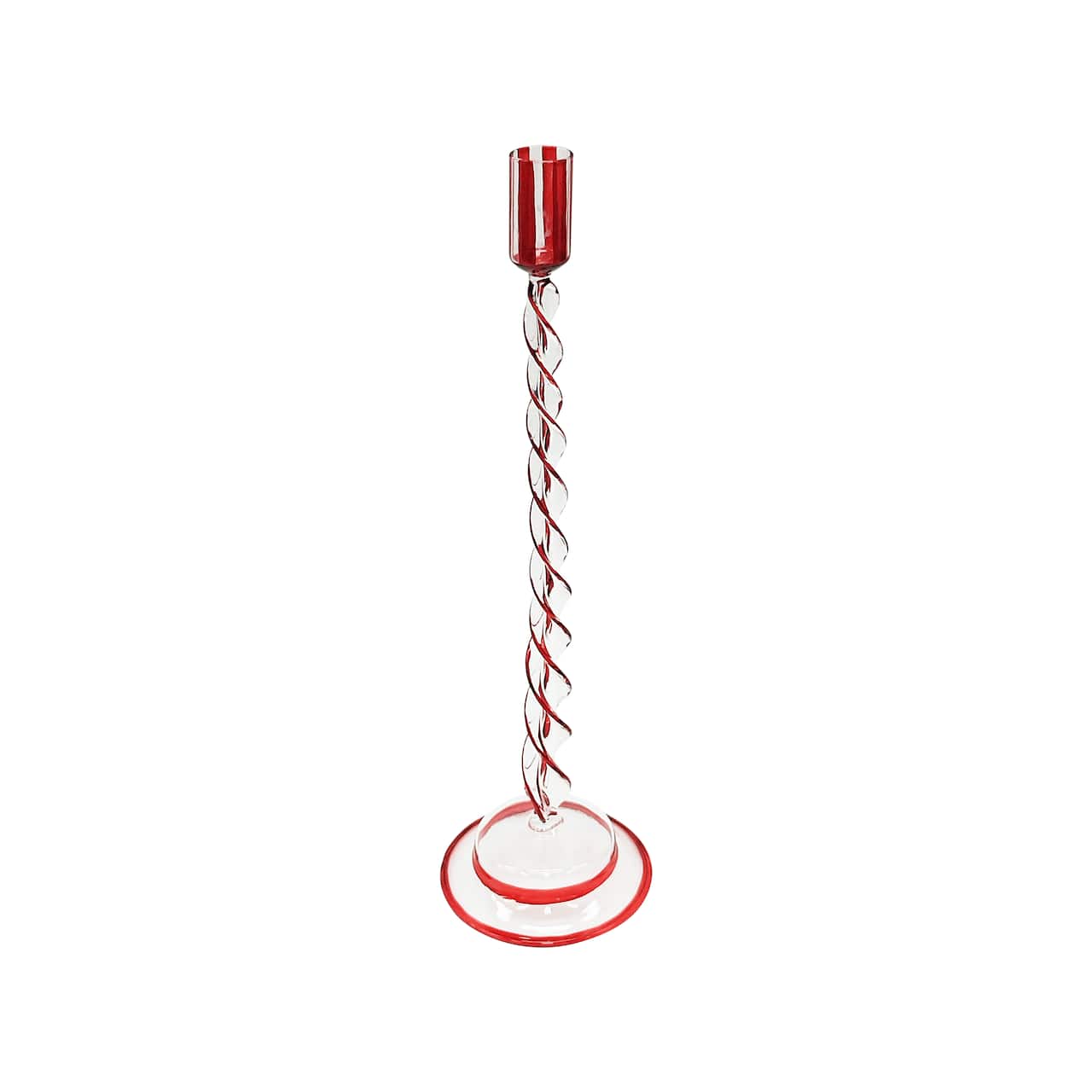 Red Twisted Glass Taper Candle Holder by Ashland®